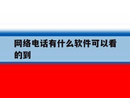 网络电话有什么软件可以看的到
