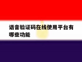 语音验证码在线使用平台有哪些功能
