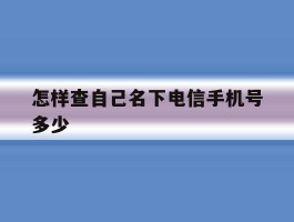 怎样查自己名下电信手机号多少