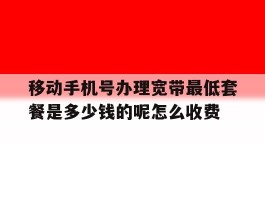 包含移动手机号办理宽带最低套餐是多少钱的呢怎么收费的词条
