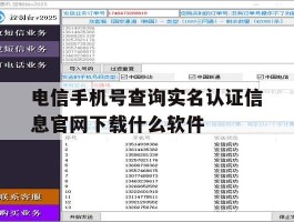 电信手机号查询实名认证信息官网下载什么软件的简单介绍