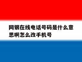 网银在线电话号码是什么意思啊怎么改手机号