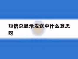短信总显示发送中什么意思呀