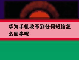 华为手机收不到任何短信怎么回事呢