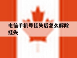 电信手机号挂失后怎么解除挂失