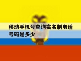 移动手机号查询实名制电话号码是多少