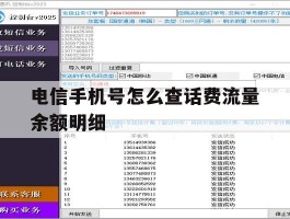 电信手机号怎么查话费流量余额明细