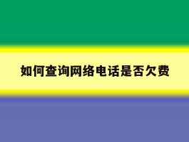 如何查询网络电话是否欠费