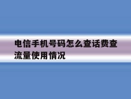 电信手机号码怎么查话费查流量使用情况