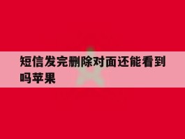 短信发完删除对面还能看到吗苹果