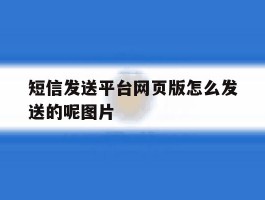 短信发送平台网页版怎么发送的呢图片的简单介绍
