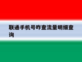 联通手机号咋查流量明细查询