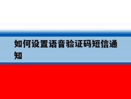如何设置语音验证码短信通知