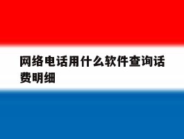 网络电话用什么软件查询话费明细