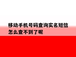 关于移动手机号码查询实名短信怎么查不到了呢的信息