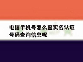 包含电信手机号怎么查实名认证号码查询信息呢的词条