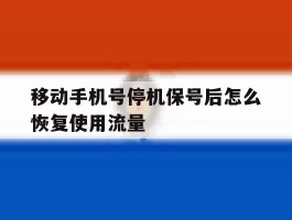 移动手机号停机保号后怎么恢复使用流量