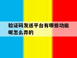 验证码发送平台有哪些功能呢怎么弄的