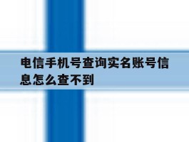电信手机号查询实名账号信息怎么查不到