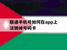 联通手机号如何在app上注销掉号码卡的简单介绍