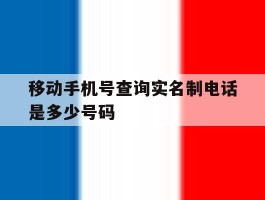移动手机号查询实名制电话是多少号码