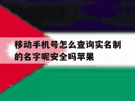 移动手机号怎么查询实名制的名字呢安全吗苹果的简单介绍