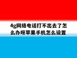 4g网络电话打不出去了怎么办呀苹果手机怎么设置的简单介绍