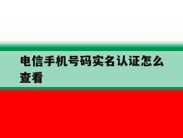 电信手机号码实名认证怎么查看