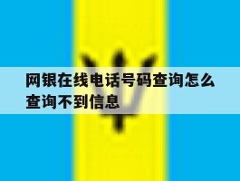 网银在线电话号码查询怎么查询不到信息