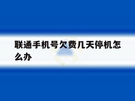 联通手机号欠费几天停机怎么办