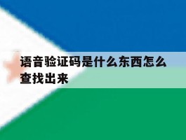语音验证码是什么东西怎么查找出来