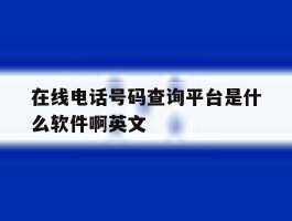 在线电话号码查询平台是什么软件啊英文的简单介绍