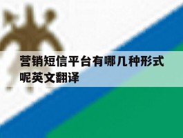 营销短信平台有哪几种形式呢英文翻译的简单介绍
