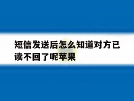 短信发送后怎么知道对方已读不回了呢苹果