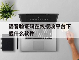 语音验证码在线接收平台下载什么软件