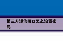 第三方短信接口怎么设置密码