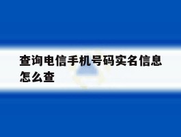 查询电信手机号码实名信息怎么查