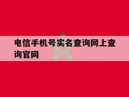 包含电信手机号实名查询网上查询官网的词条