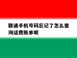 联通手机号码忘记了怎么查询话费账单呢