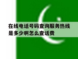 关于在线电话号码查询服务热线是多少啊怎么查话费的信息
