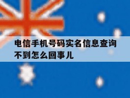关于电信手机号码实名信息查询不到怎么回事儿的信息