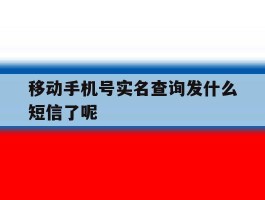 移动手机号实名查询发什么短信了呢