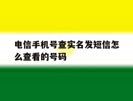 电信手机号查实名发短信怎么查看的号码