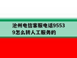 沧州电信客服电话95539怎么转人工服务的的简单介绍